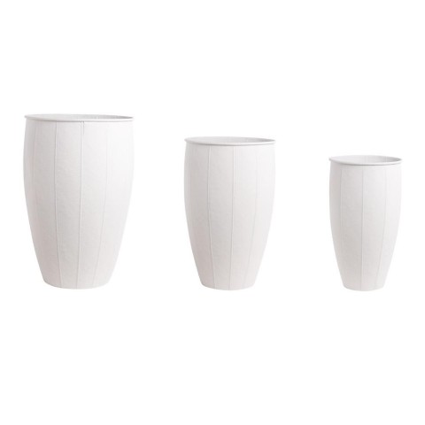 SET 3 VASI METALLO WHITE CM.35x35x54